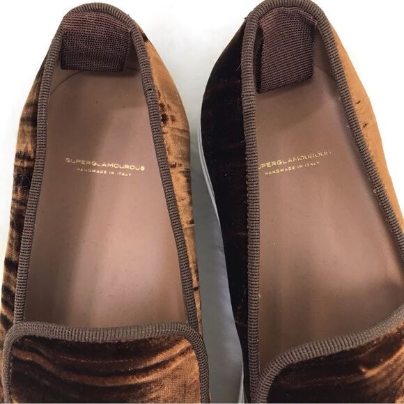 Superglamourous LOUIS Wrinkle Velvet Skate Style Slip On Shoe in Caramel - Picture 10 of 16